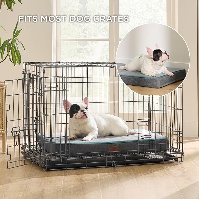 Bedsure Memory Foam Dog Bed for Small Dogs - Orthopedic Pet Beds for Crate with Removable Washable Cover and Nonskid Bottom - Plush Flannel Fleece Top Pet Mat, Grey | Dual-layer Foam Mat for Optimal Support,Comfy Plush Flannel Fleece Pet Pillow , Remov... - Image 5