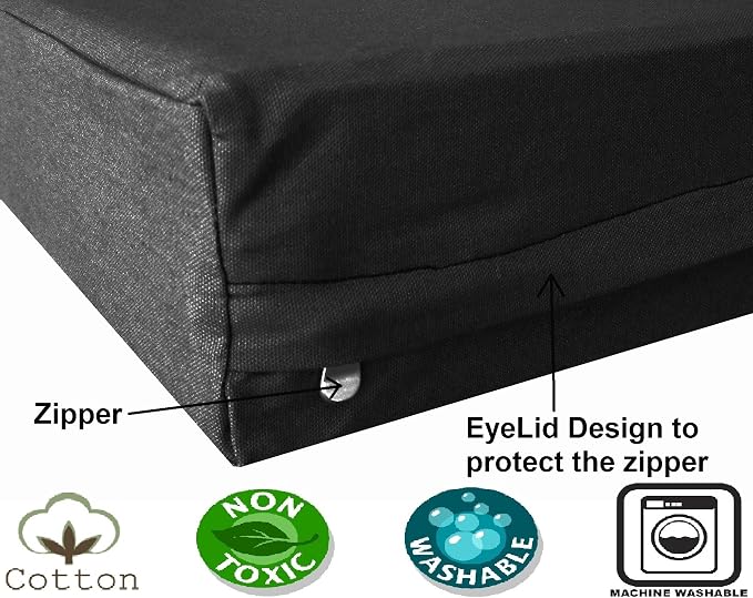 Dogbed4less Jumbo Orthopedic Gel Memory Foam Dog Bed, Waterproof Liner with Durable Washable Black Canvas Cover, 55X47X4 Inch - Image 2