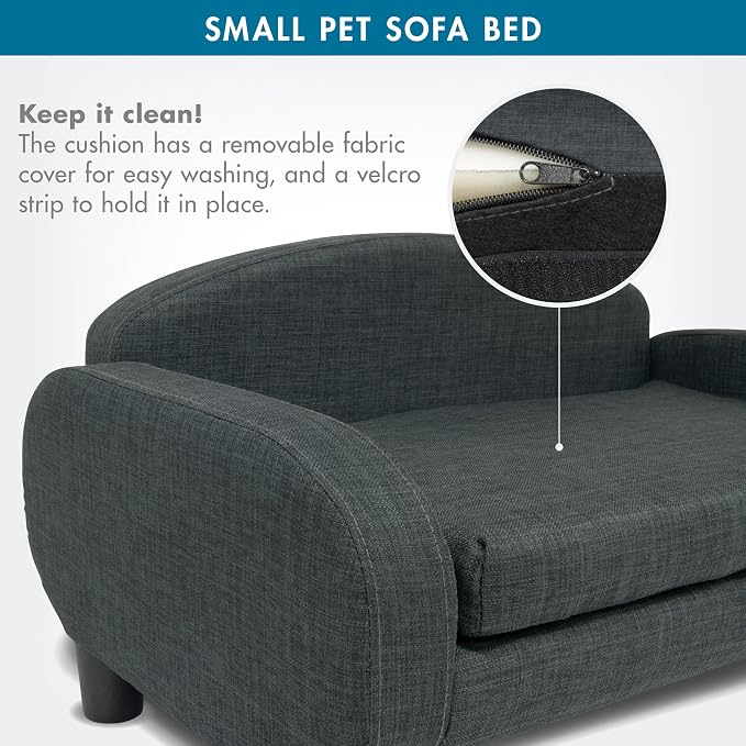 Paws & Purrs Cat Sofa Bed, Pet Couch for Indoor Cats Elevated Cat Beds with Removable Washable Mattress Cover for Kitten, Puppy or Small Animal- 31.5" Wide, Gray - Image 4