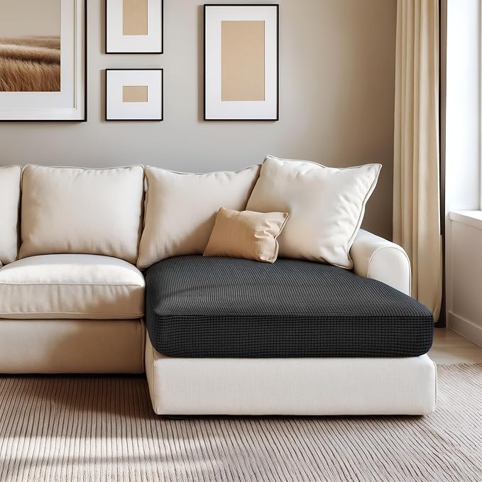Hokway Stretch Chaise Cover Individual Couch Cushion Slipcovers Reversible Cushion Protector Slipcovers Sofa Cushion Protector Covers (Chaise Cover, Black) - Image 8