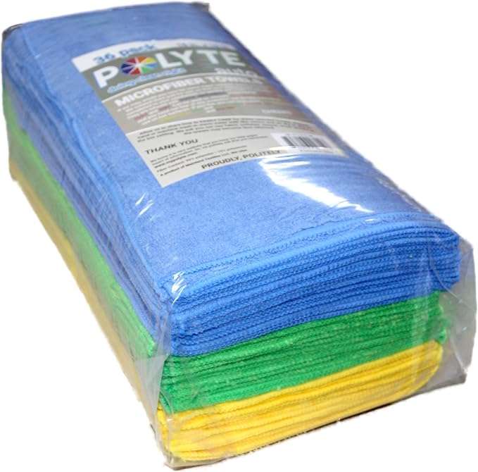 POLYTE 300 GSM Multipurpose Microfiber Cleaning Towel, 16x16 in, 36 Pack | Lint Free, Quick Dry - Image 7