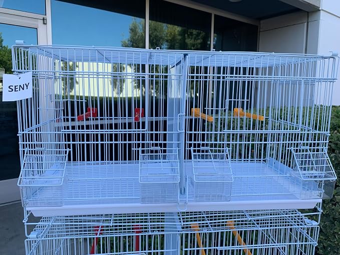 Seny Set of 4 Stackable Breeding Bird Cage for Canary Finch Small Birds (White) - Image 6