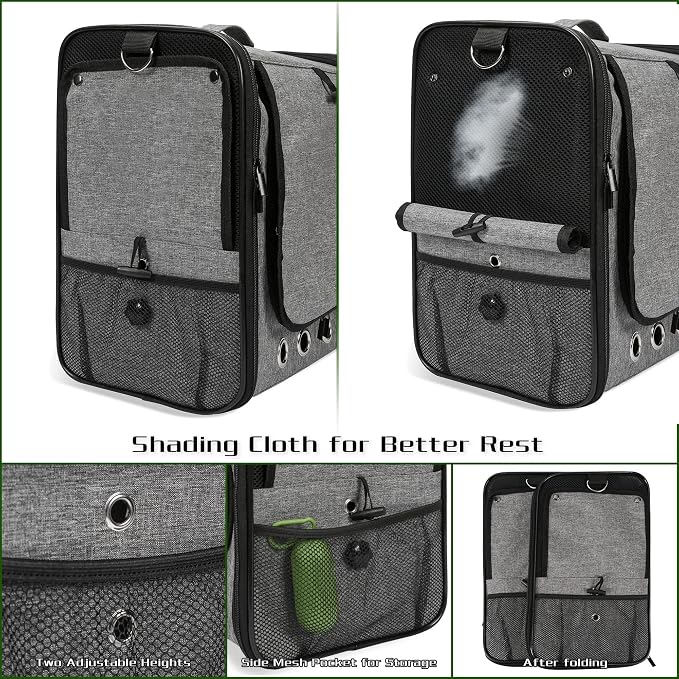 Large Bird Carrier Bag with Stand, Lightweight Backpack for Parrot, Portable Cockatiel Travel Cage with Accessories, Pet Transparent Breathable Carrier, Gray - Image 4
