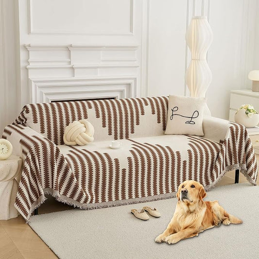 HAOMAIJIA Boho Sofa Covers Couch Covers for 3 Cushion Couch Sofa Pet Friendly Soft Thick Couch Cover for Dogs Washable Sectional Couch Covers L Shape Furniture Protector (Brown, 91"x118") by HAOMAIJIA