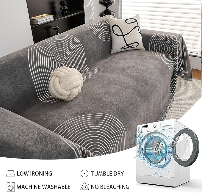 MEETSKY Couch Cover Sofa Cover Washable,Chenille Sofa Covers for 2 Cushion Couch Sofa, Sofa Slipcover Loveseat Pet Couch Covers for Sectional Sofa,71" X118" - Image 5