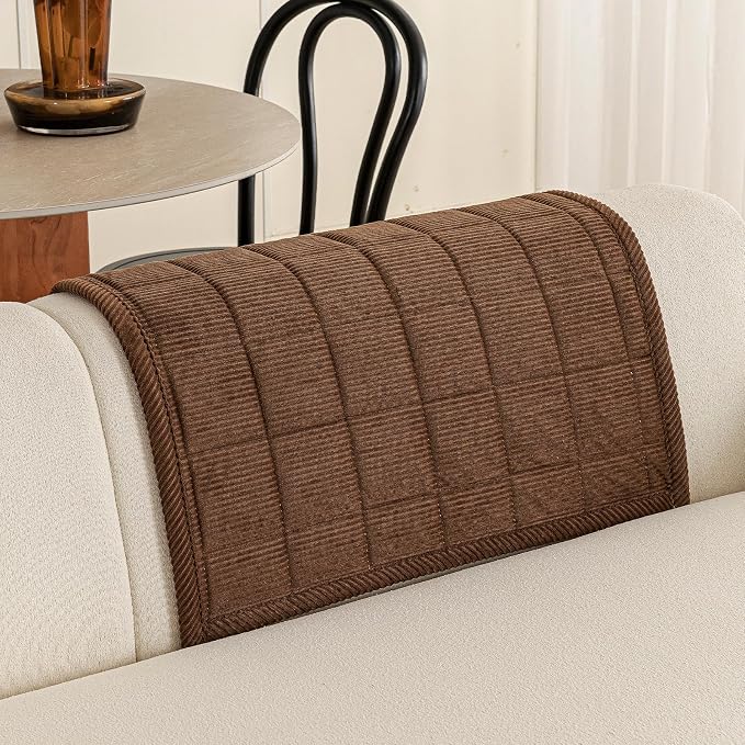Velvet Couch Covers for Sectional Sofa Washable, Non-Slip L Shaped Sectional Couch Cover, Soft Pet Couch Covers for Sofas, Furniture Slipcovers for Single Sofa(1PC,35"x35",Dark Brown) - Image 2