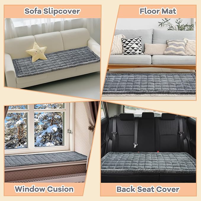 Dog Couch Cover Protector, Non Slip Dog Mat Grey-59 | Non-Slip Washable Dog Couch Protector Blanket, Thick Soft Mat Shields Sofa from Stains & Scratches, Furniture Cover for Dogs - Image 6