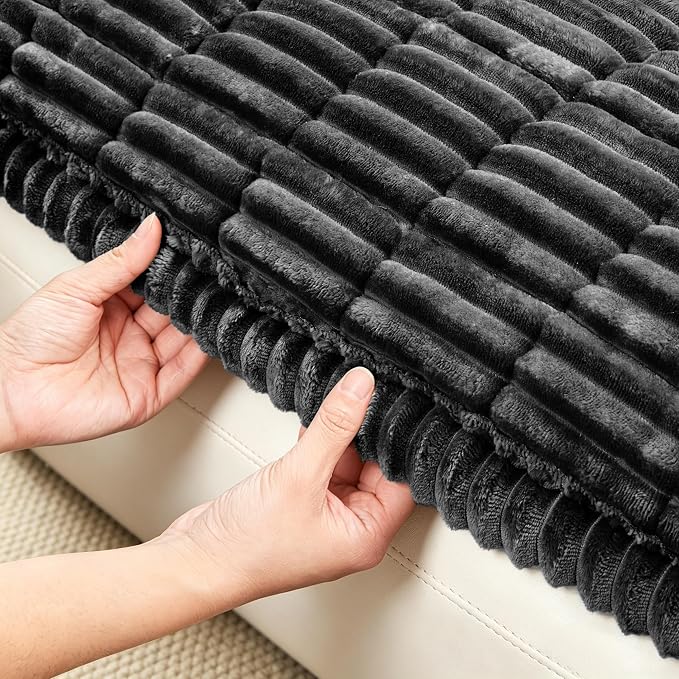 SUBRTEX Couch Cover for Dogs, Non-Slip Sofa Mat Washable, Thick Sofa Slipcover Cushion Protector Pet-Friendly (Black, 27.6"x59.1") - Image 4