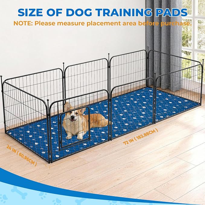 Fostanfly Non Slip Washable Dog Pee Pads, 24"x72" (2x6ft)-1 Pack, Blue | Reusable Puppy Pee Pads with Great Urine Absorption, Dog Mats for Whelping, Potty, Runner Rug for Hallway, Entryway, Bedroom - Image 2