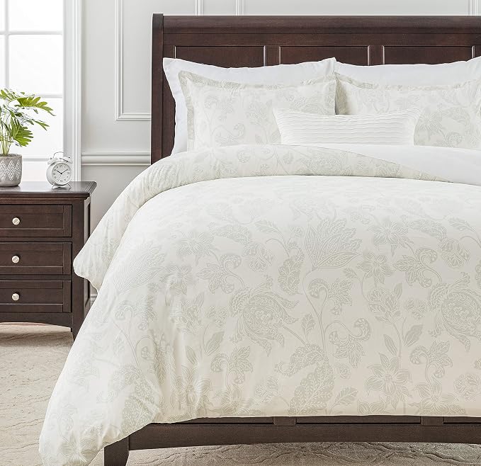 Chanasya Premium Paisley Sage Duvet Cover Set - Duvet Cover (90” x 90”) & 2 Pillow Shams (20” x 26”) - 3-Piece Set, Queen Size by Chanasya