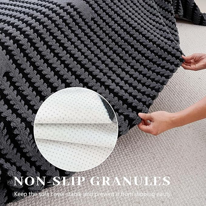 Non Slip Couch Covers for Cushion Couch Sofa, Pet Friendly Sofa Covers Washable, Heavy Duty Scratch Resistant Furniture Cover for Dogs, 71" x 91", Gray - Image 3