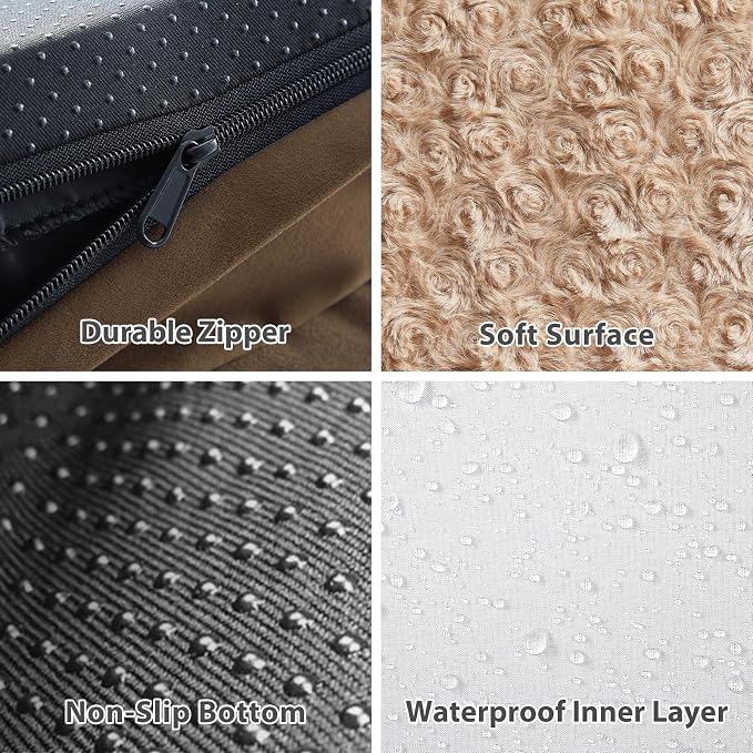 BFPETHOME Orthopedic Washable Dog Beds for Large Dogs, Sleeping Dog Couch | 36x27 Inch Deluxe Plush Rose Velvet Washable Cover, Egg Crate Foam Support, Waterproof Lining, Non-Slip Bottom, Senior Dogs - Image 4