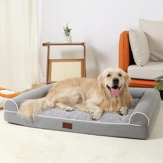 TJSOULER Orthopedic Dog Beds for Large Dogs,Waterproof Lined Egg Crate Foam Pet Bed Mat with Removable and Washable Cover and Non Slip Bottom,Dog Sofa Bed by TJSOULER