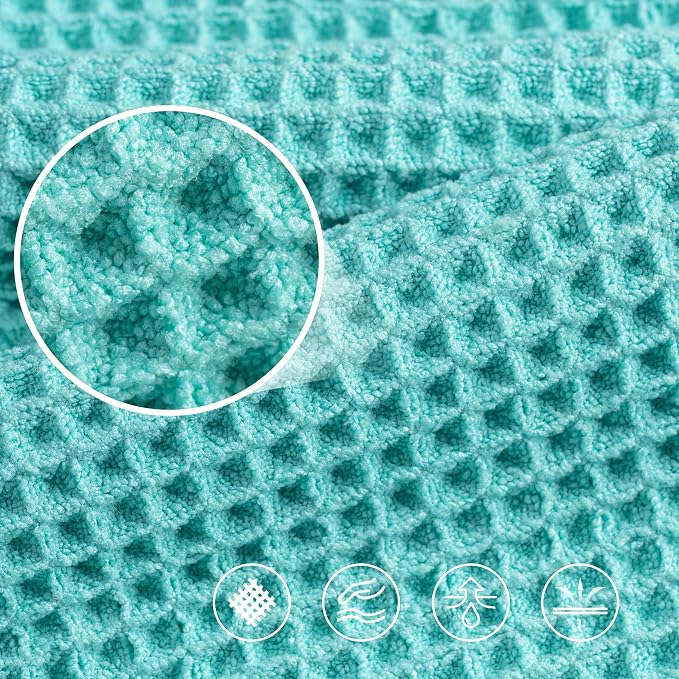 POLYTE 430 GSM Microfiber Oversize Quick Dry Lint Free Bath Towel, 60 x 30 in, 4 Pack (Waffle Weave) - Image 5