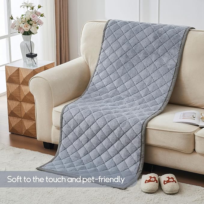 beeweed Couch Covers for Sofa, Couch Covers for Dogs Washable, Non Slip Plush Sofa Slipcovers, Couch Furniture Protector Pet Friendly, Diamond Pattern, Light Grey, 27.6” x 70.9” - Image 2