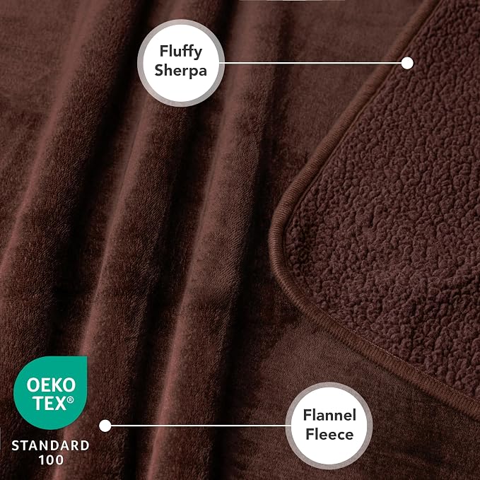 PETAMI Sherpa Fleece Waterproof CAT and Dog Blanket, Brown, Small - Image 3