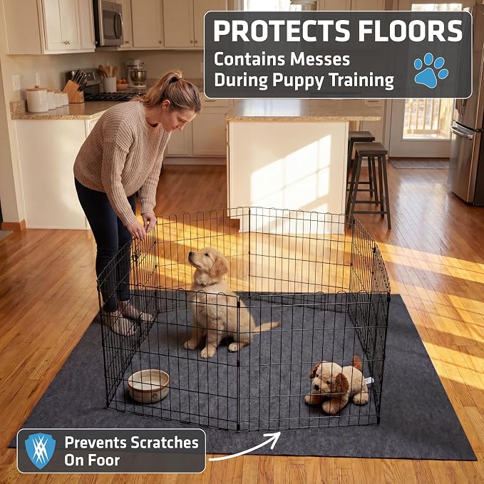 Drymate 2-Pack Jumbo Dog Playpen Mat (60x74), Absorbent, Waterproof, Slip-Resistant, Machine Washable, Reusable Puppy Pad for Training, Whelping, Housebreaking, Incontinence, Crate, Kennel (USA Made) - Image 2