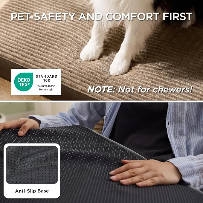 Bedsure ComfyFleece XL Dog Bed for Crate with Washable Cover, 41x27 | Orthopedic Egg Crate Foam Pet Mat,Removable Cover, Nonslip Bottom,Not Waterproof,Not Chewproof,For Extra Large Breeds ≤70lbs - Image 4