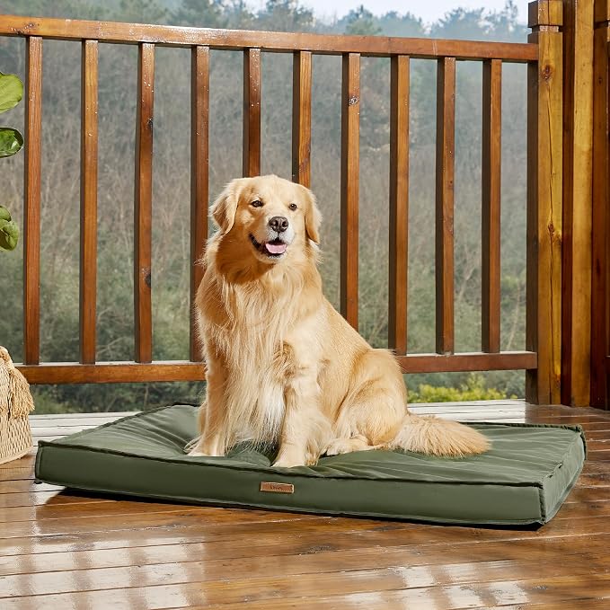 LE SURE Outdoor Waterproof Dog Bed for Extra Large Dogs, XL Orthopedic Egg Crate Foam Pet Bed with Oxford Fabric Surface and Removable Washable Cover, Pet Mat 44''x32'', Green | Crate Pad for Dogs with Oxford Fabric Surface,Removable Washable Cover,Egg... - Image 6