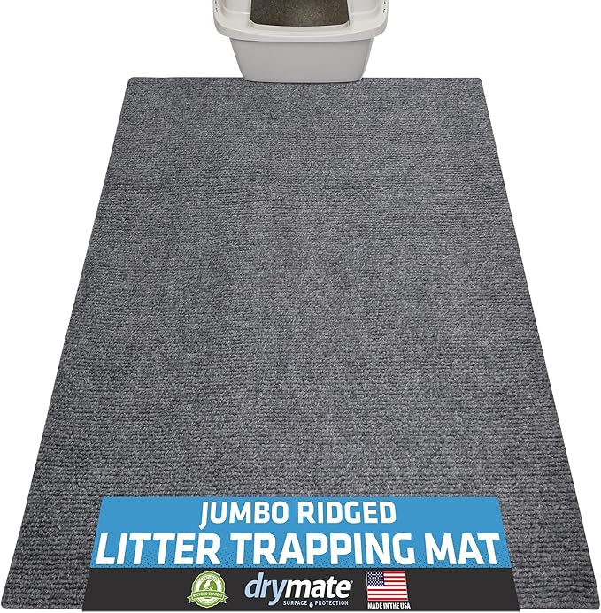 Drymate Cat Litter Box Mat, Litter Trapping Mat, Grey, 36x47 Jumbo XXL | Waterproof, Urine-Proof, Absorbent, Machine Washable, Soft on Paws, Contains Mess, Protects Floors, Kitten Supplies, USA Made by Drymate