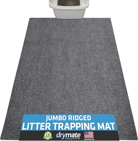 Drymate Cat Litter Box Mat, Litter Trapping Mat, Grey, 36x47 Jumbo XXL | Waterproof, Urine-Proof, Absorbent, Machine Washable, Soft on Paws, Contains Mess, Protects Floors, Kitten Supplies, USA Made by Drymate