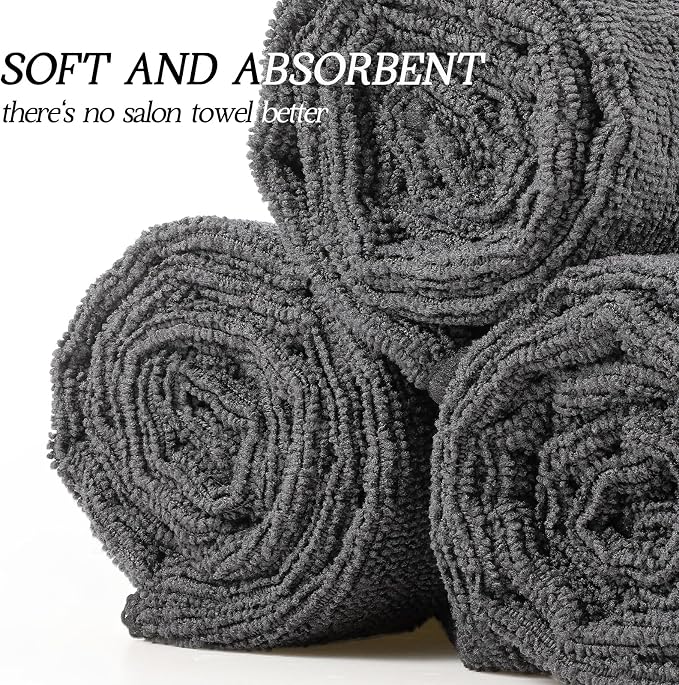 Shimeyao 40 Pack Bleach Proof Towels Microfiber Absorbent Resistant Hair Hand Towels Bulk Quick Dry for Barber Gym Bath Spa Shaving (Black White Grey,16 x 29 Inch) - Image 3