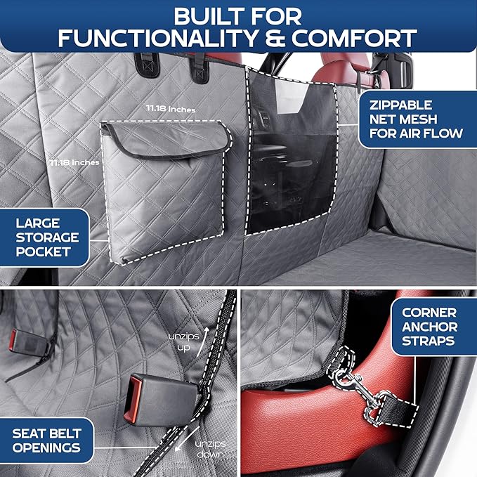 Ruff Liners XL Floor Cover with Door Protection, Gray – As Seen on Shark Tank – Fits Full‑Size Crew Cab Trucks with Fold‑Up Seats, Waterproof & Machine Washable – Sturdy XL Dog Hammock for Truck - Image 5