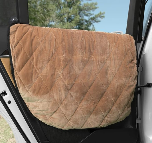 Plush Paws Products Velvet Car Door Protector | Washable & Waterproof Interior Door Cover Car, Truck, & SUV | One Size Fits Most Nonslip, Tear Resistant Door Guard | Set of 2 Desert Sand by PlushPawsProducts%C2%AE
