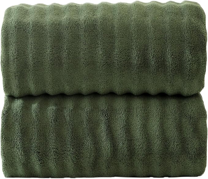 Bath Sheets 40x80 Inches Microfiber Extra Large BathTowels Super Soft Absorbent Quickly Dry Shower Towels for Bathroom (Olive Green,PK 2) by FITIFINE