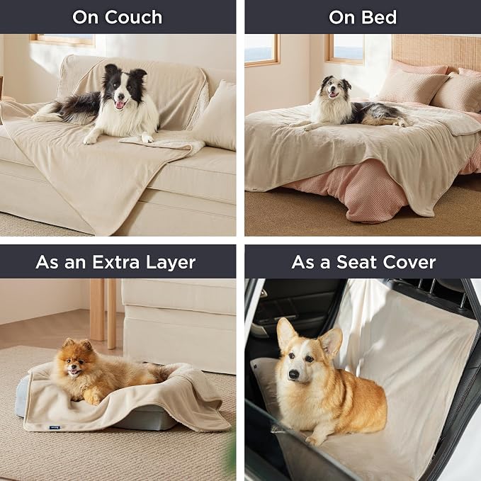 Bedsure Waterproof Blanket for Bed Soft Sherpa Fleece Throw,King 108"x86" | Plush Cozy Calming Reversible Dog Blankets for Large Senior Dogs,Warm Bed Couch Cover,Pet Furniture Protector,Cream - Image 5