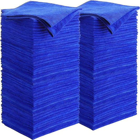Nuenen 140 Pcs Microfiber Cleaning Cloths for Cars Ultra Absorbent Car Towels Drying Reusable Cleaning Supplies House Kitchen Window Microfiber Towel (Blue,16 x 16 Inch) by Nuenen
