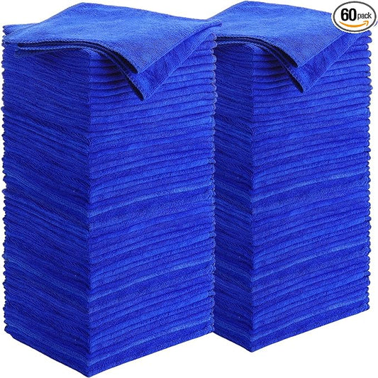 Nuenen Microfiber Cleaning Cloths for Cars 16 x 16 Inch Ultra Absorbent Car Towels Drying Reusable Cleaning Supplies House Kitchen Window Microfiber Towel(Blue,60 Count) by Nuenen