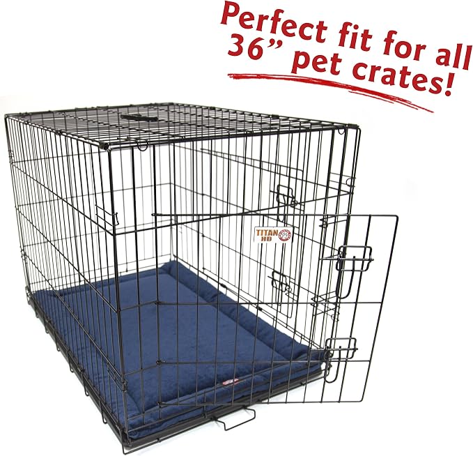 Majestic Pet Orthopedic Memory Foam Dog Crate Mat - Plush Pet Bed Pad for Crates & Kennels | USA Crafted | 36"x23" Villa Navy - Image 3