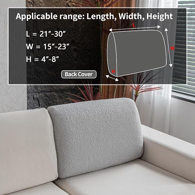 OHSIO Couch Cushion Covers for Sectional Sofa, Stretch Soft Sofa Slipcovers Washable Wear-Resistant Universal Furniture Protector for Living Room(1 Piece Back Couch Cover, Light Gray) - Image 2