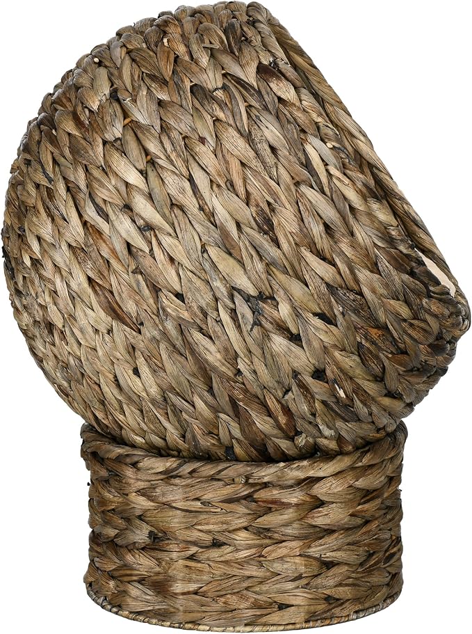 PawHut Handwoven Elevated Cat Bed with Soft Cushion & Egg Chair Shape, Basket Bed Kitty House with Stand, Raised Wicker House for Indoor Cats, 20" H, Gray | Soft Cushion & Egg Chair Shape, Basket Bed Kitty House with Stand, Raised Wicker House - Image 9