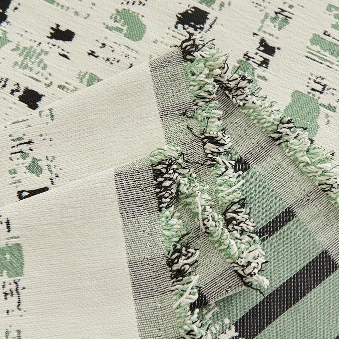 DREAMINGO Abstract Chenille Couch Cover Blanket Beige Green Black Boho Sofa Cover, Washable Furniture Protector, Universal Slipcover for Couch, Geometric Brushstroke Jacquard, Large 71"x118" - Image 5