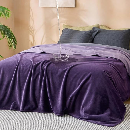 Bedsure Waterproof Blanket for Bed Soft Flannel Fleece,King 86"x108" | Dog Blankets for Large Senior Dogs，Couch Cover Throw for Pet Leakproof, Furniture Protector for Travel Camping,Eggplant by BEDSURE