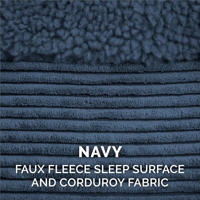 Furhaven Replacement Dog Bed Cover Fleece & Corduroy Chaise, Machine Washable - Navy, Blue, Jumbo Plus (XX-Large) - Image 4