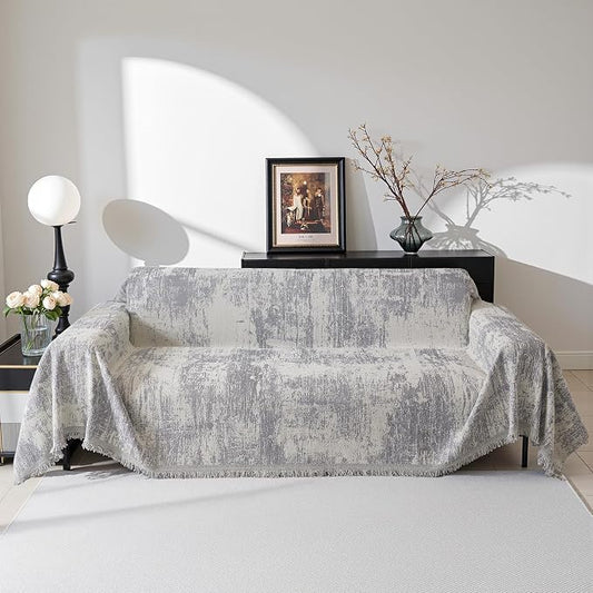 MEETSKY Couch Cover Sofa Cover Washable, Geometric Abstract Geometric Boho Sofa Covers for 2 Cushion Couch Sofa, Sofa Slipcover Love seat Pet Couch Covers for Sectional Sofa, 71" x 118", Light Grey by MEETSKY