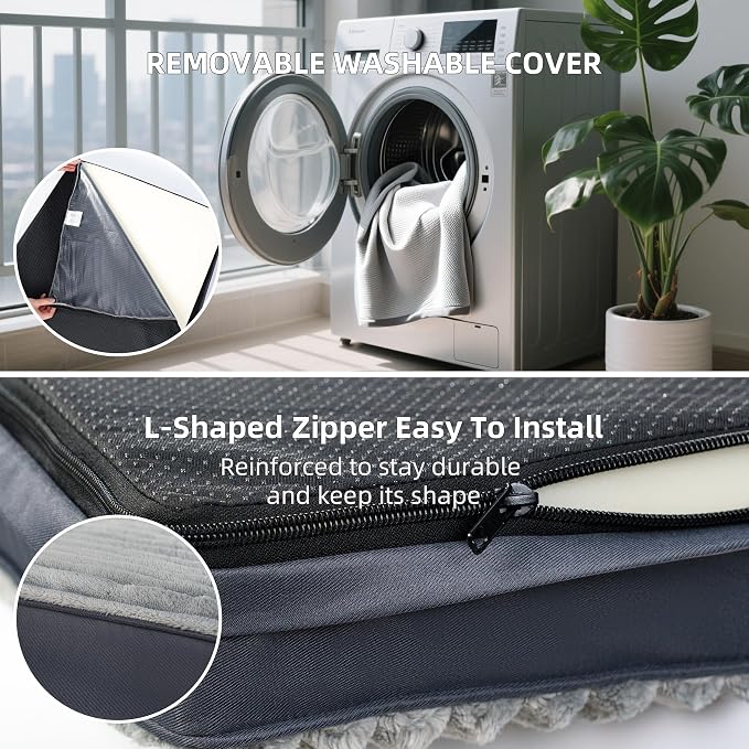 Small Dog Bed Sized Dogs, Orthopedic Flannel Pet Bed with Removable Washable Cover, Waterproof Indestructible Puppy Dog Cot Bed with Anti-Slip Bottom, Egg Crate Memory Foam Pad, 23.0"x17.0"x3.0", Grey - Image 5
