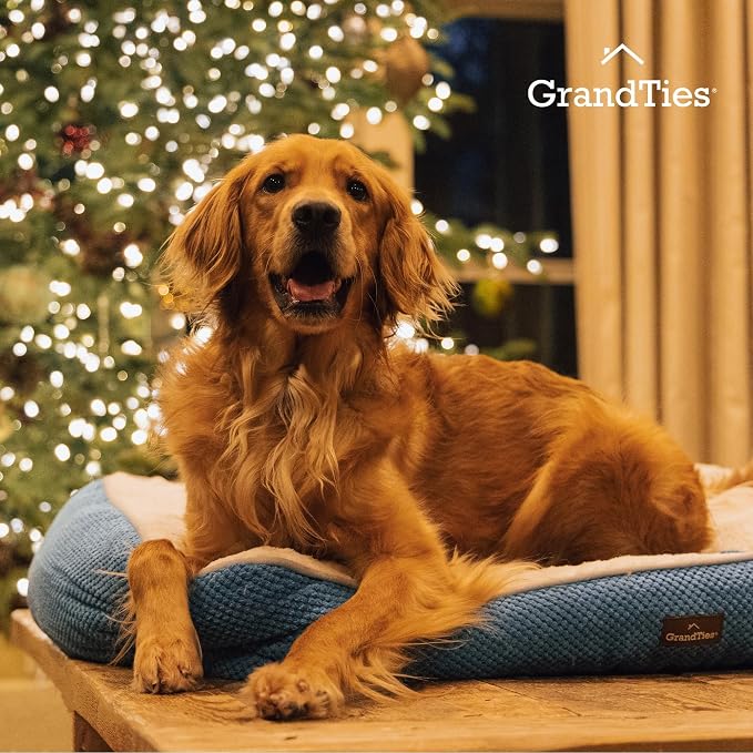 GRANDTIES Fluffy Dog Beds for Small Medium Large Dogs & Cats, Machine Washable Dog Bed, Rectangle Breathable Soft Calming Sleeping Warming Pet Beds with Waterproof & Non-Slip Bottom (XL 40", Azure) - Image 7
