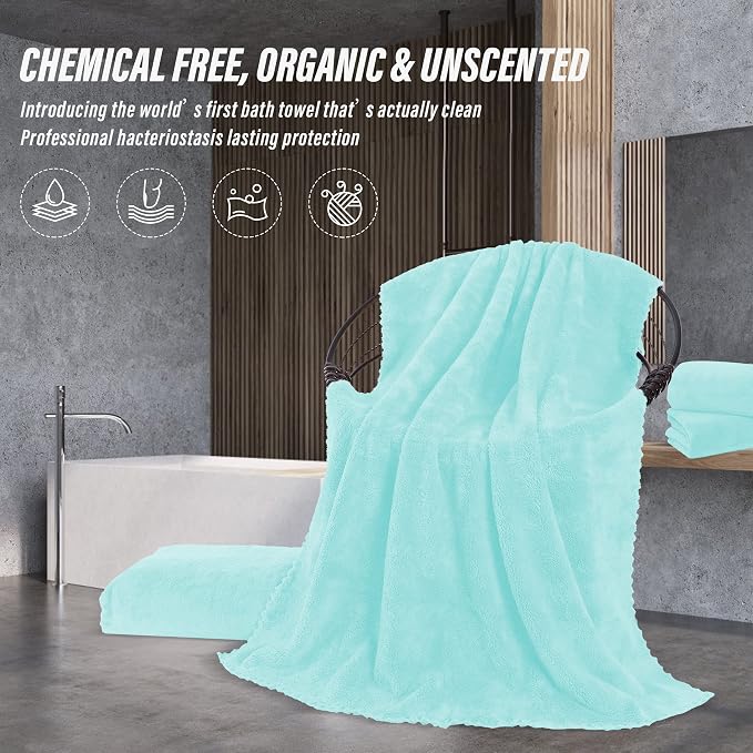 MOONQUEEN 6 Pack Premium Bath Towel Set - Quick Drying - Microfiber Coral Velvet Highly Absorbent Towels - Multipurpose Use as Bath Fitness, Bathroom, Shower, Sports, Yoga Towel (Frozen Blue) - Image 5