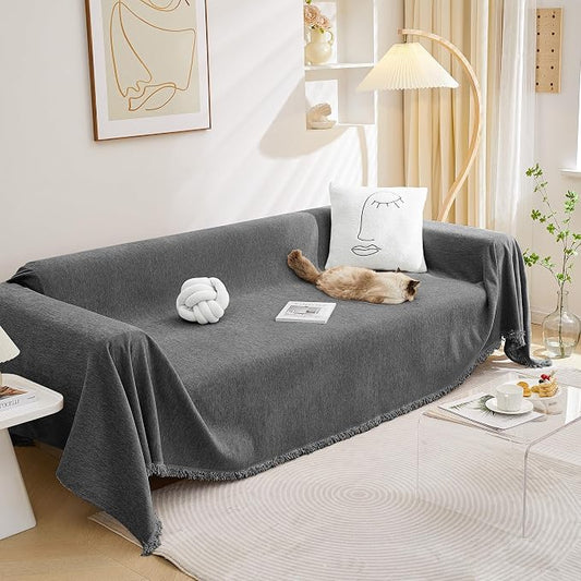MEETSKY Sofa Covers for Pets Washable Couch Covers for 3 Cushion Couch Sofa Pet Friendly Oversized Sofa Slipcovers, Sofa Throw Blanket for Dogs Couch Protector, 91"x 134", Charcoal Gray by MEETSKY