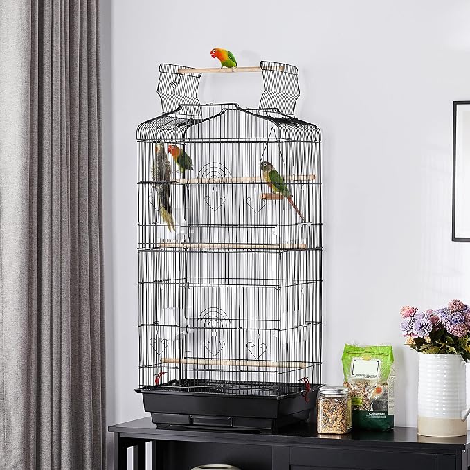Yaheetech 41-inch Open Top Medium Bird Cages for Parakeets Finches Canaries Lovebirds Small Quaker Parrots Cockatiels Budgie Green Cheek Conure Travel Pet Flight Birdcage - Image 2
