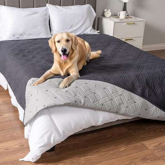 PetAmi Waterproof Couch Cover for Dogs, Non-Slip Leakproof Sofa Furniture Protector for Pet Cat, Machine Washable Bed Blanket for Car Seat, 102x82 Gray by PetAmi