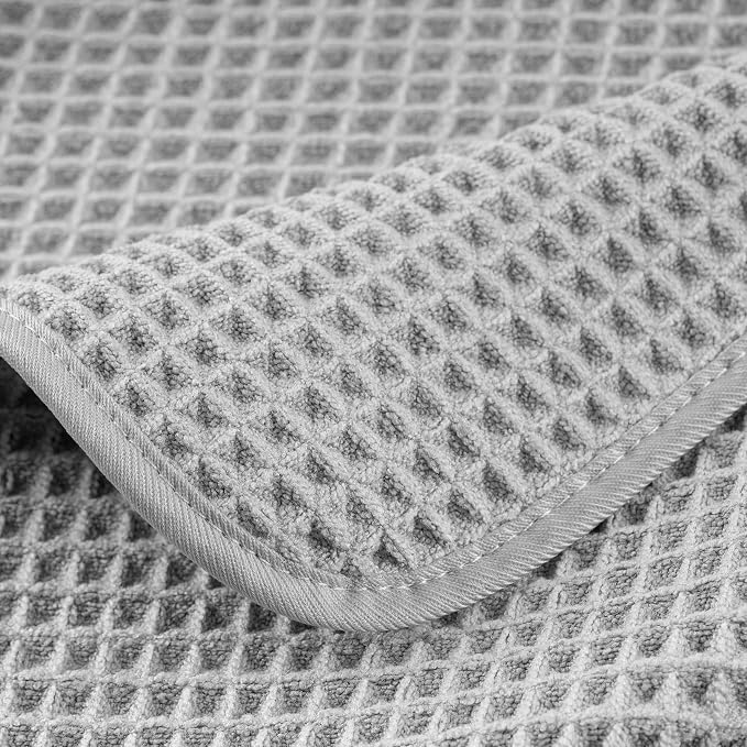 POLYTE 430 GSM Microfiber Oversize Quick Dry Lint Free Bath Towel, 60 x 30 in, 4 Pack (Waffle Weave) - Image 7