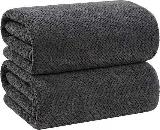 Bath Sheets 40x80 Inches 2-Piece, Extra Large Bath Towels, Soft Absorbent Quick Dry, Microfiber Towels for Bathroom Beach Pool Gym Spa, Charcoal Gray by BXRBXRTowels