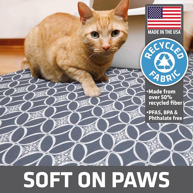 Drymate Cat Litter Box Mat, Litter Trapping Mat, Indigo Grey, 29x36 XL | Waterproof, Urine-Proof, Absorbent, Machine Washable, Soft on Paws, Contains Mess, Protects Floors, Kitten Supplies, USA Made - Image 4