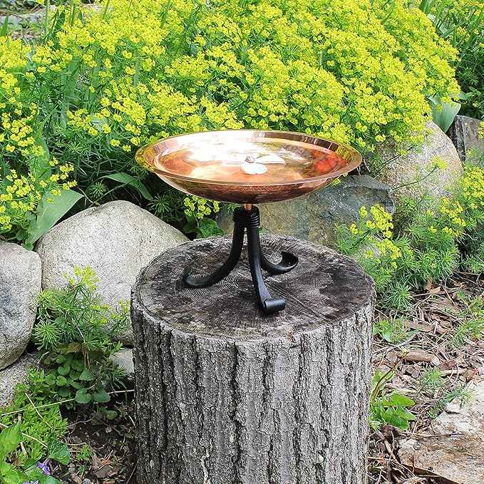 Achla Designs Dogwood Copper Birdbath with Tripod Stand - Image 9