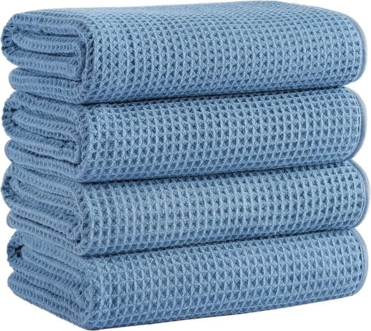 Microfiber Waffle Bath Towels, 4 Pieces, Soft, Absorbent, Fast Drying, Lint Free 430 GSM (27''x55''/68.58 cm x139.7 cm) by Unknown
